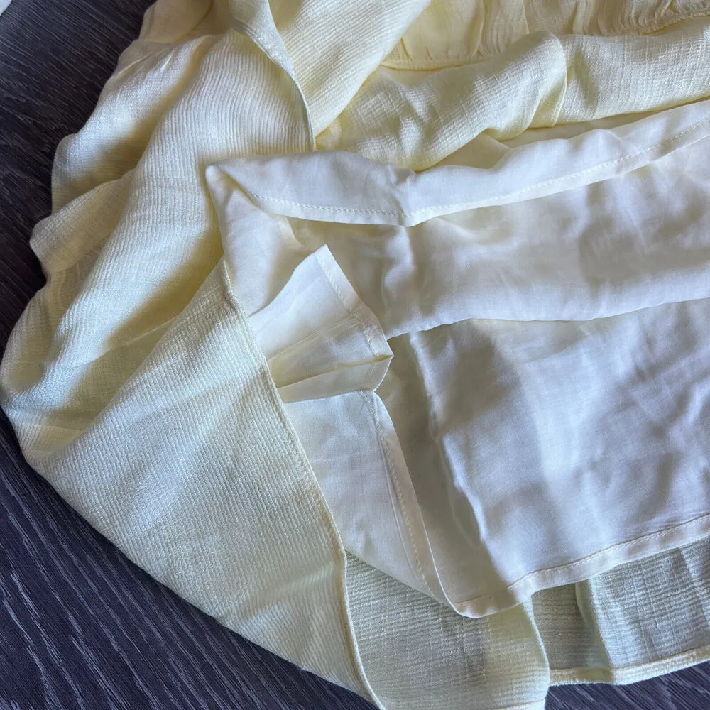 Scotch And Soda Dress Large Midi Paneled With Gathering Details Yellow Preppy - Image 9