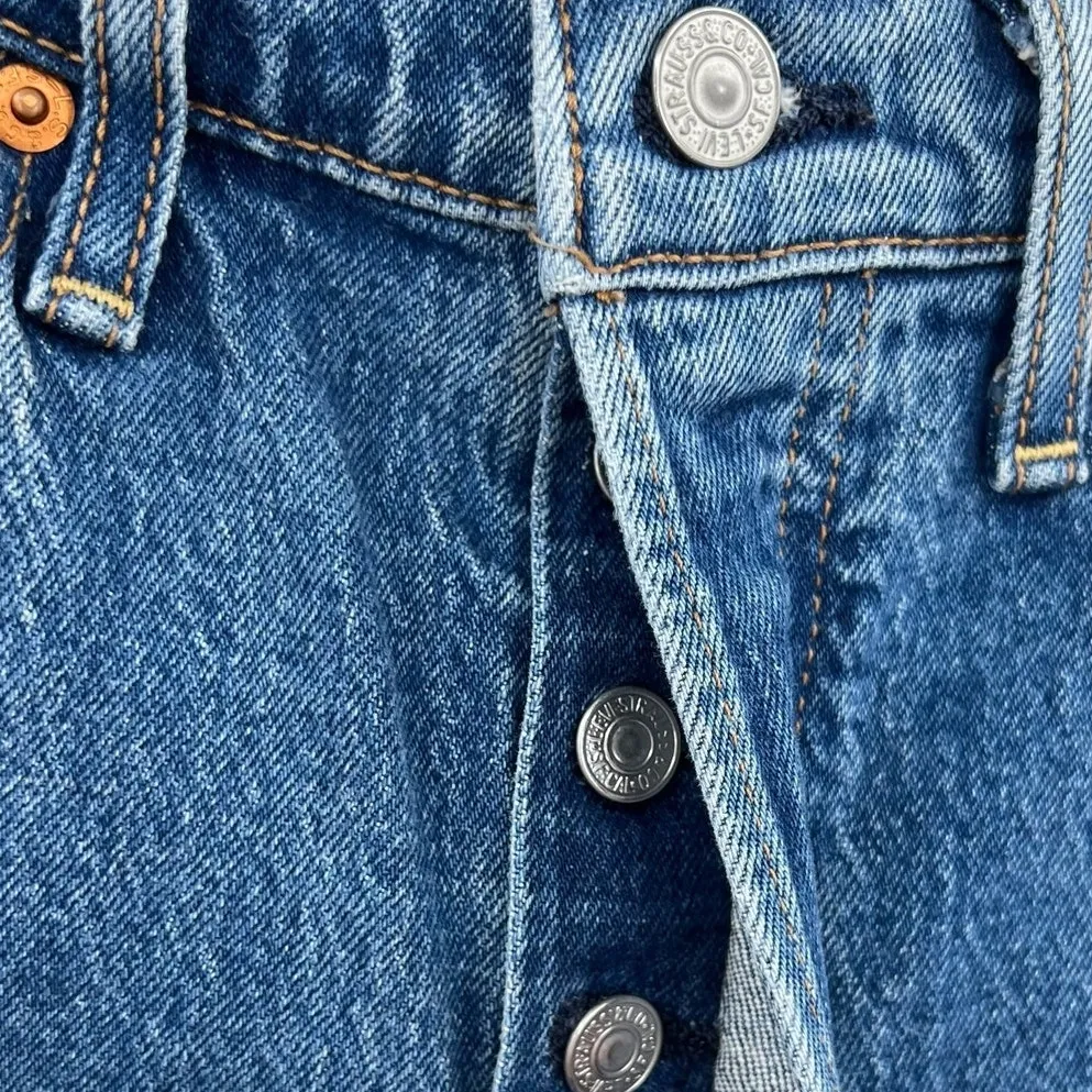 Levi's Ribcage‎ Straight Denim Shorts Jean Medium Wash Blue Size 26 - Image 3