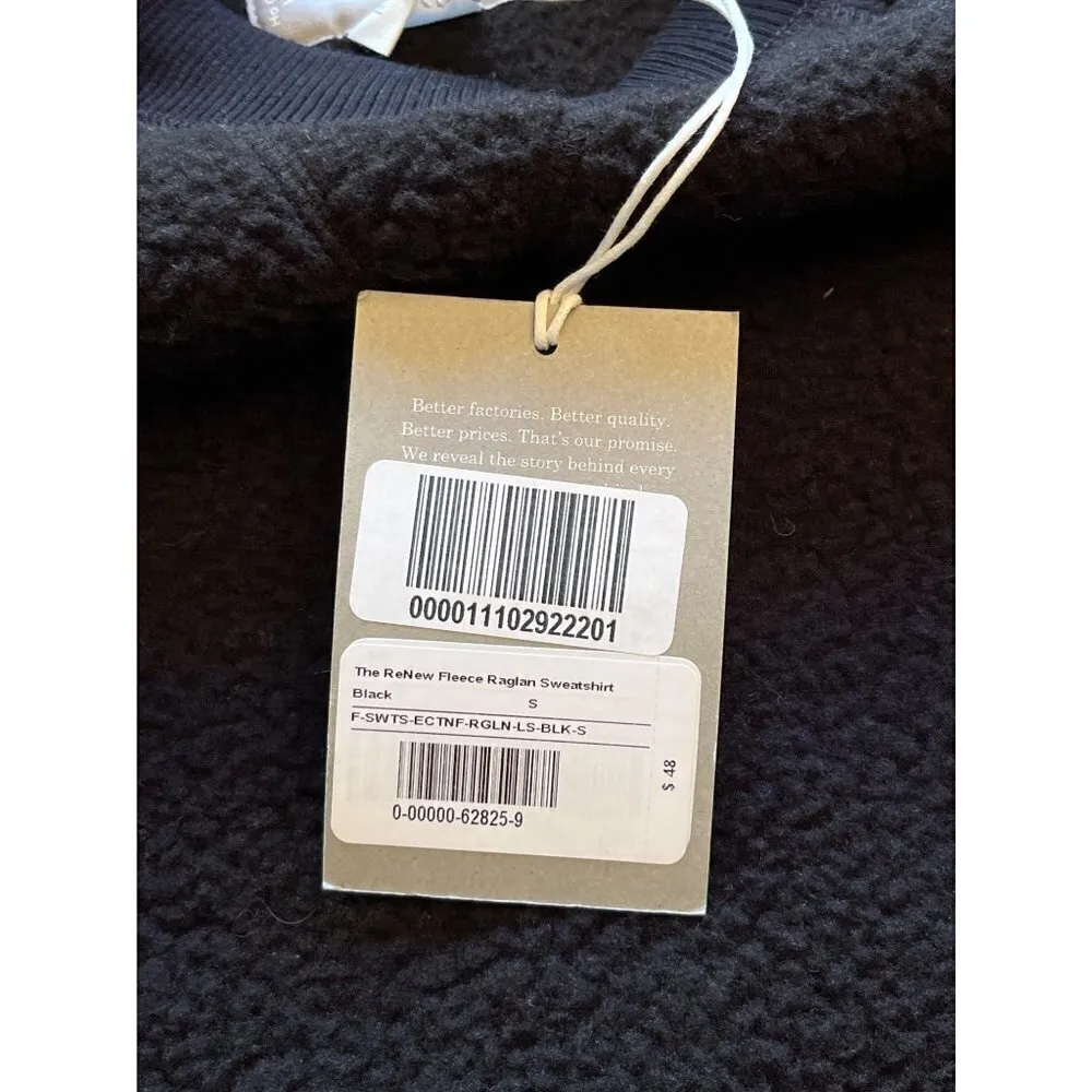 Everlane The ReNew Fleece Raglan Sweatshirt in Black Small New Womens Teddy - Image 8