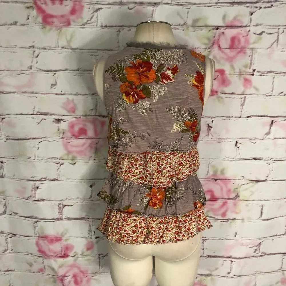 🔥 5 for 25🔥 Ric rac montage sleeveless mixed print tiered top - Image 5