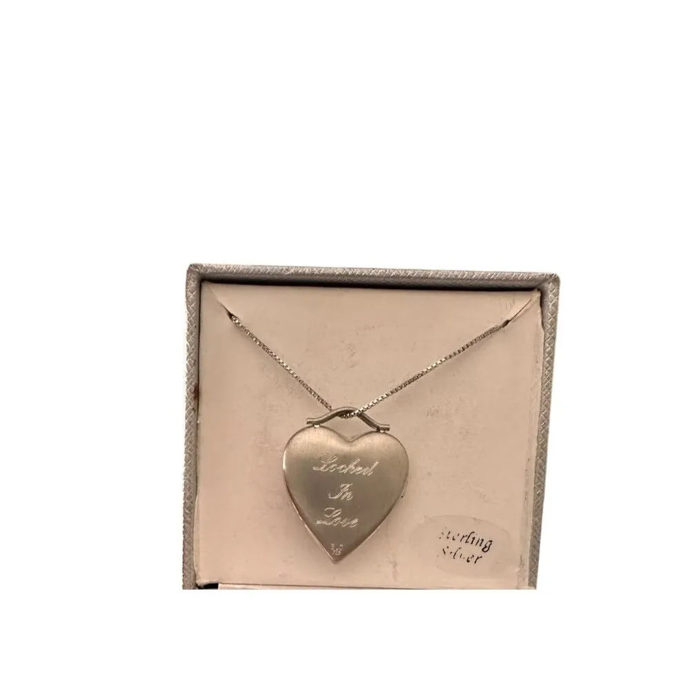 Sterling Silver Heart Pendant Necklace With locket  In Love Engraving & Keyhole - Image 10