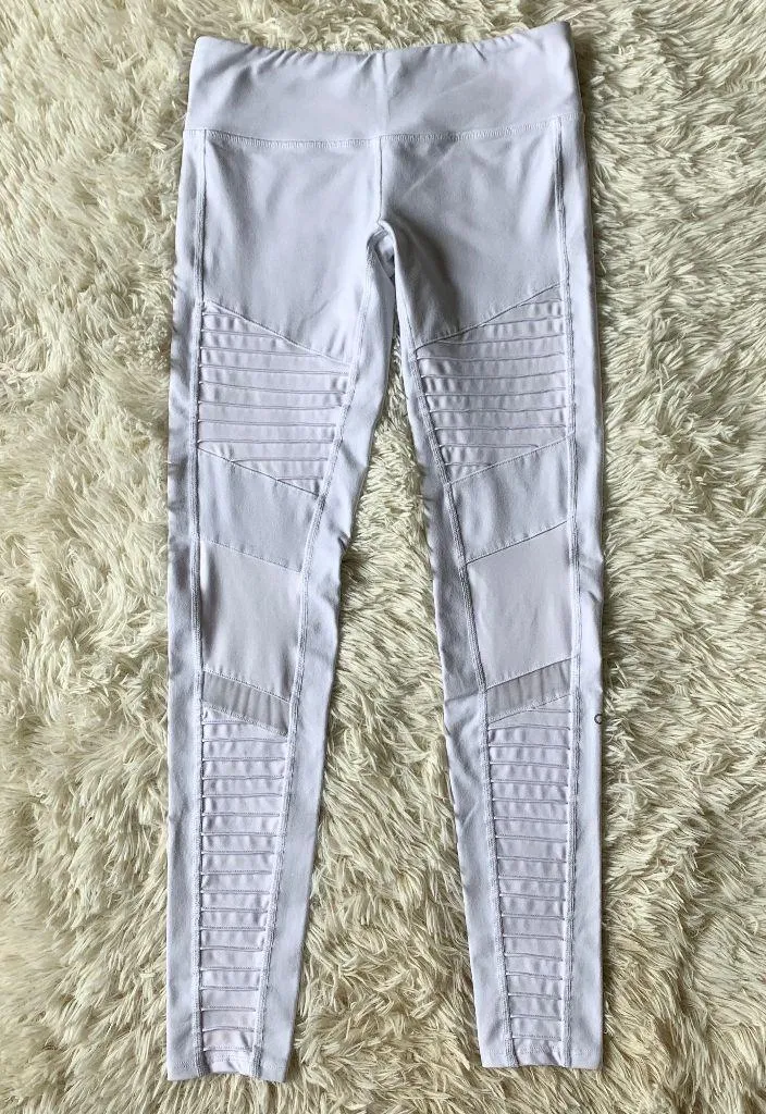 Alo Yoga Moto Leggings White - Image 3
