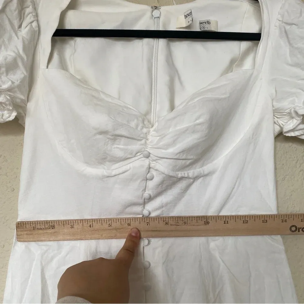 House of CB 'Ellery' Linen Puff Sleeve Sundress midi white‎ NWOT M - Image 15