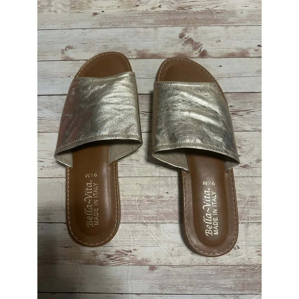 Bella Vita Gold Slip On Sandals Women's Size 9.5 Italy Italian Vacation Classy - Image 2