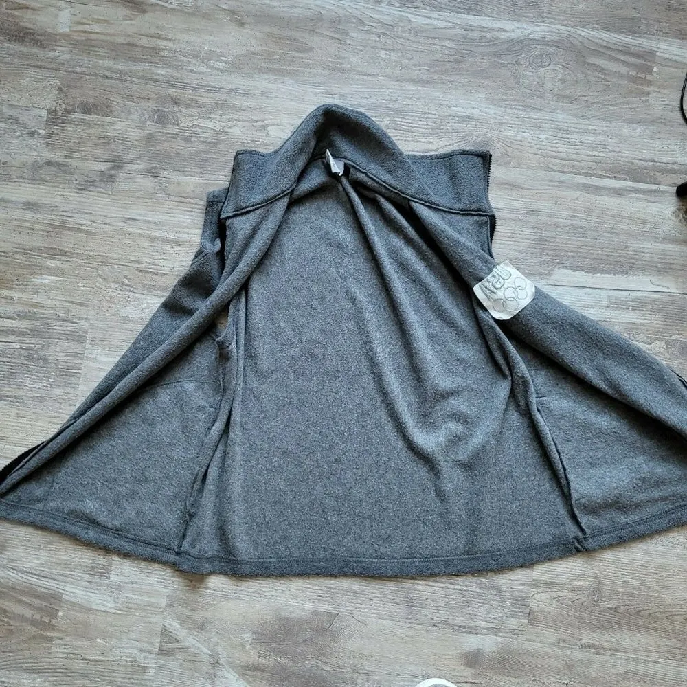 United States Olympic Committee Womens Gray Solid Full Zip Vest Jacket USA Sz XL - Image 5