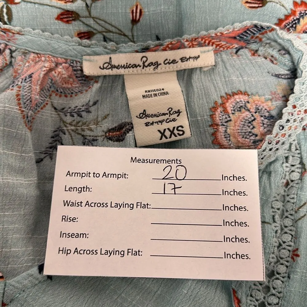 Crop Top floral Print Elastic Waist V-Neckline Sz XXS Bell Sleeves - Image 6