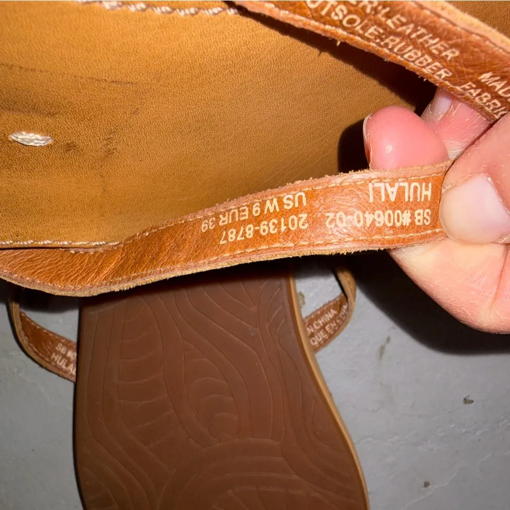 Olukai Hulai Brown Leather Flip Flop Thong Sandals Shoes size 9 - Image 6