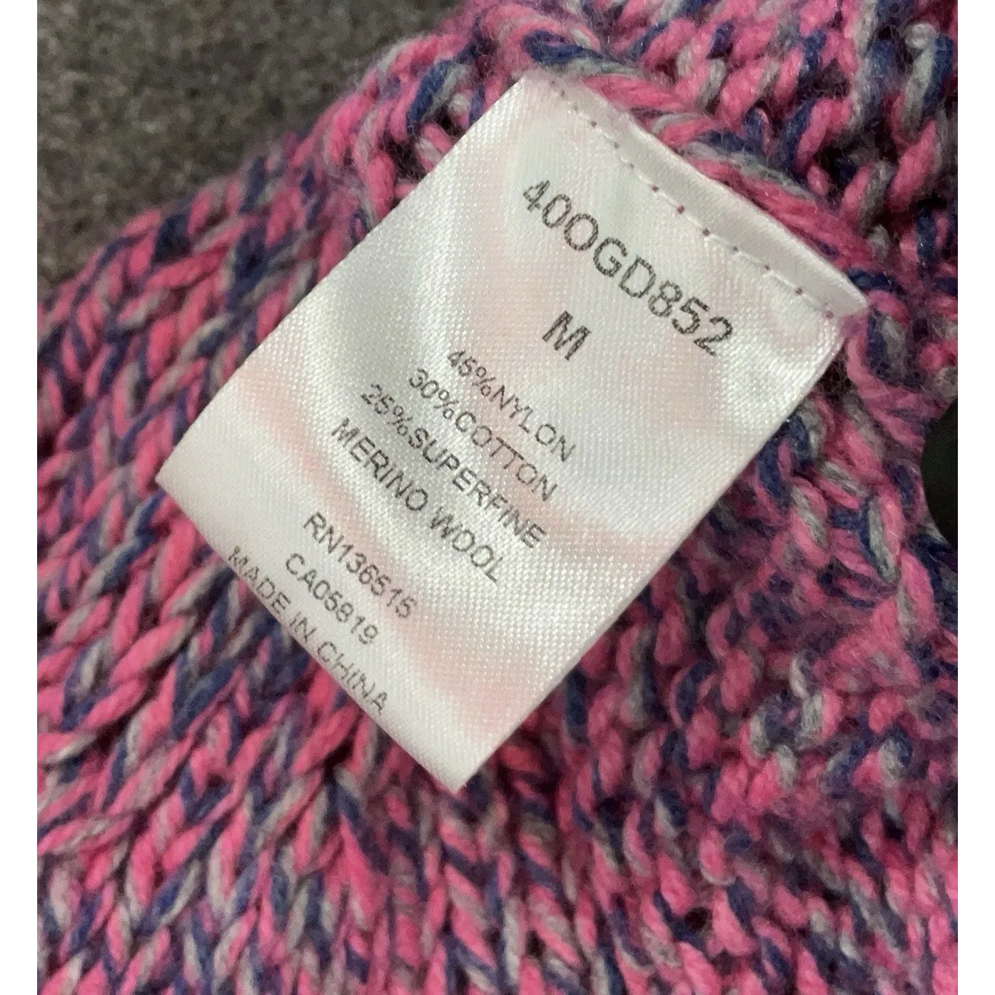 One Grey Day Pink Navy Chunky Marled Knit Wool Blend Cropped Sweater Size M Size M - Image 5