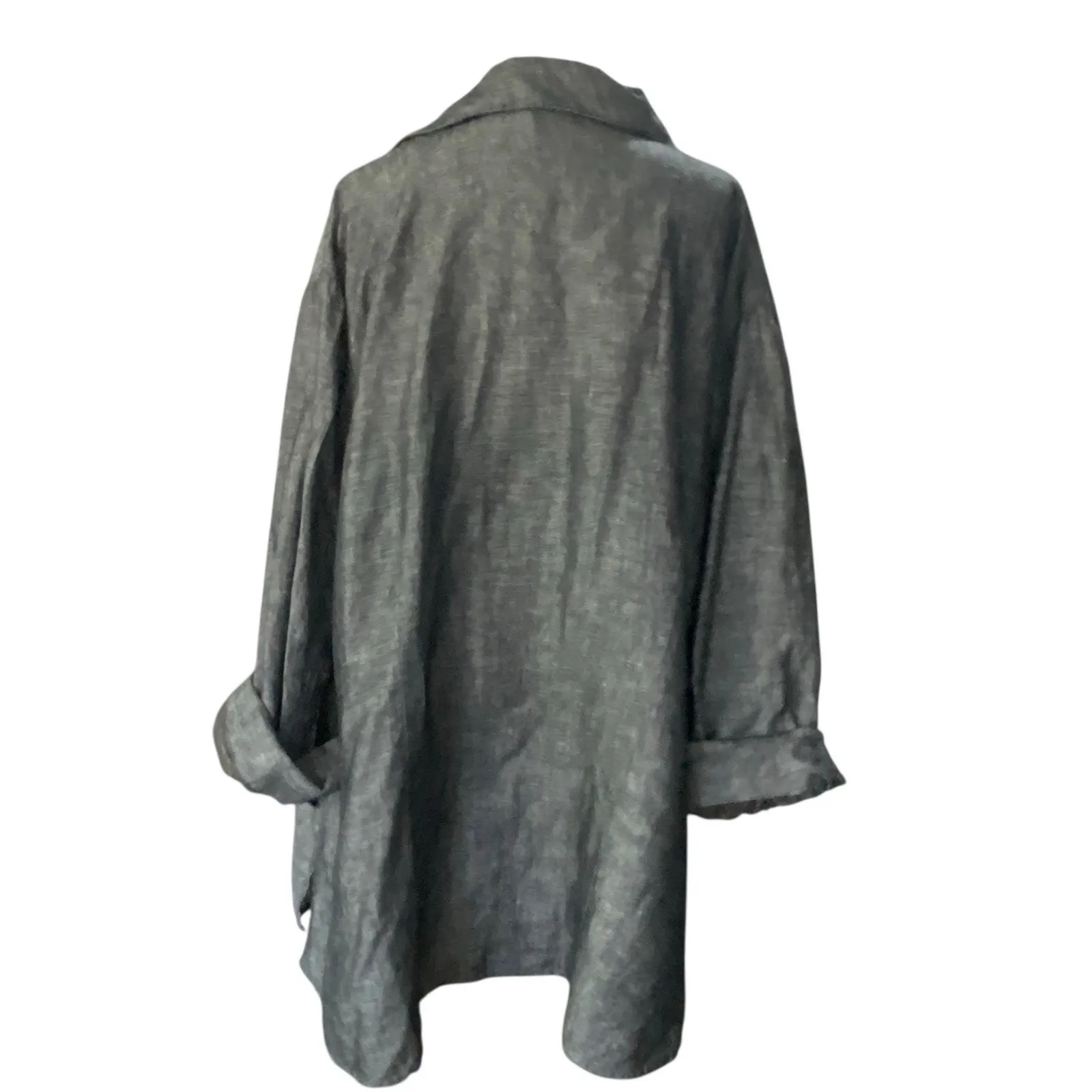 Harve Bernard Women's PLUS SIZE 3X Gray Black Button down top Linen blend - Image 2