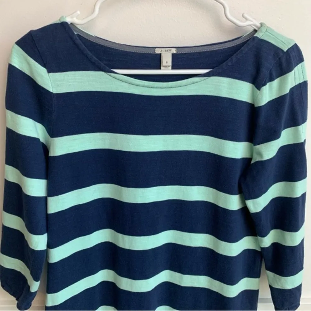 J. Crew Blue & Mint Green Striped Shirttail Dress - Image 5