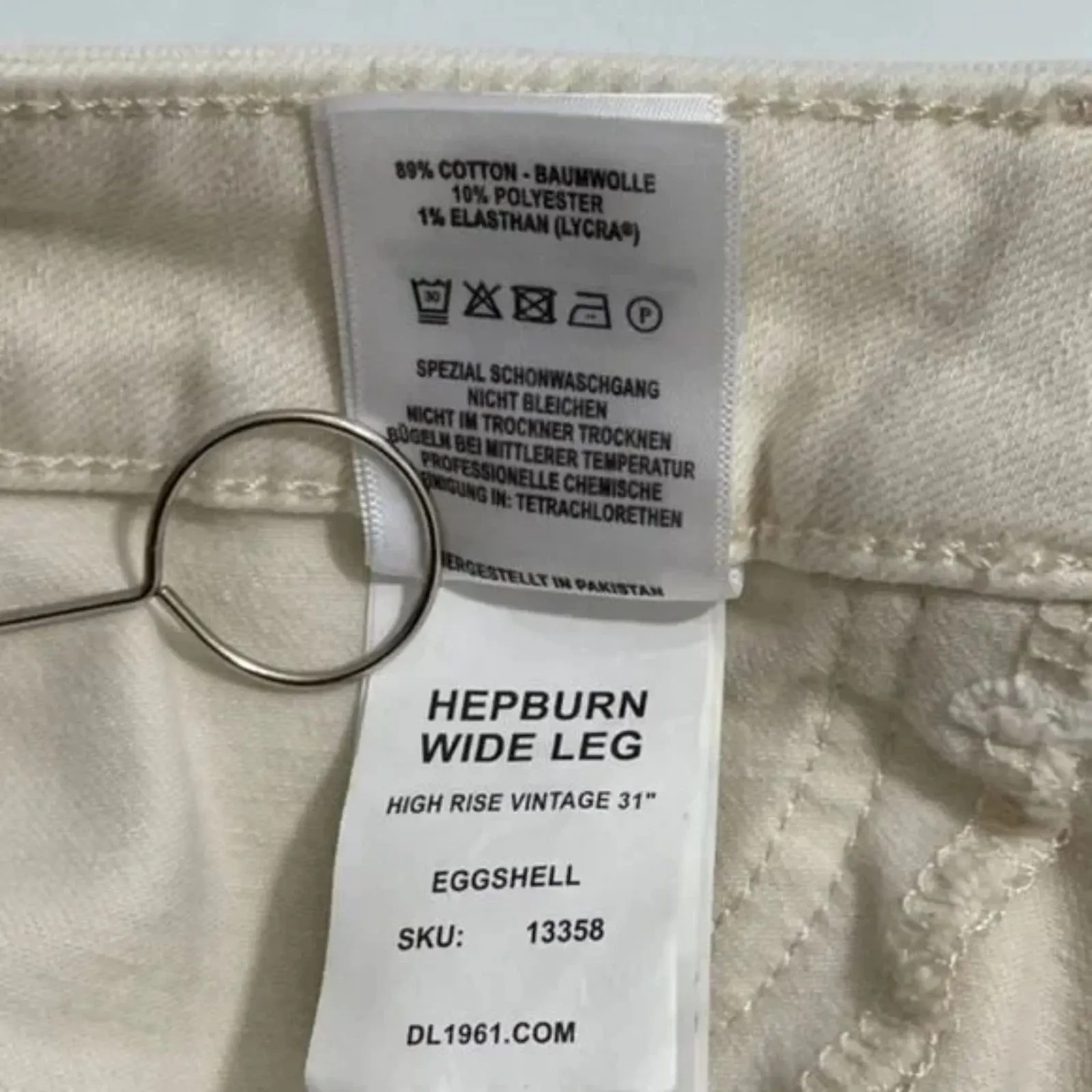 NWT DL1961 Hepburn Wide Leg High Rise Vintage 31" Eggshell Jeans Plus Size 16W - Image 7