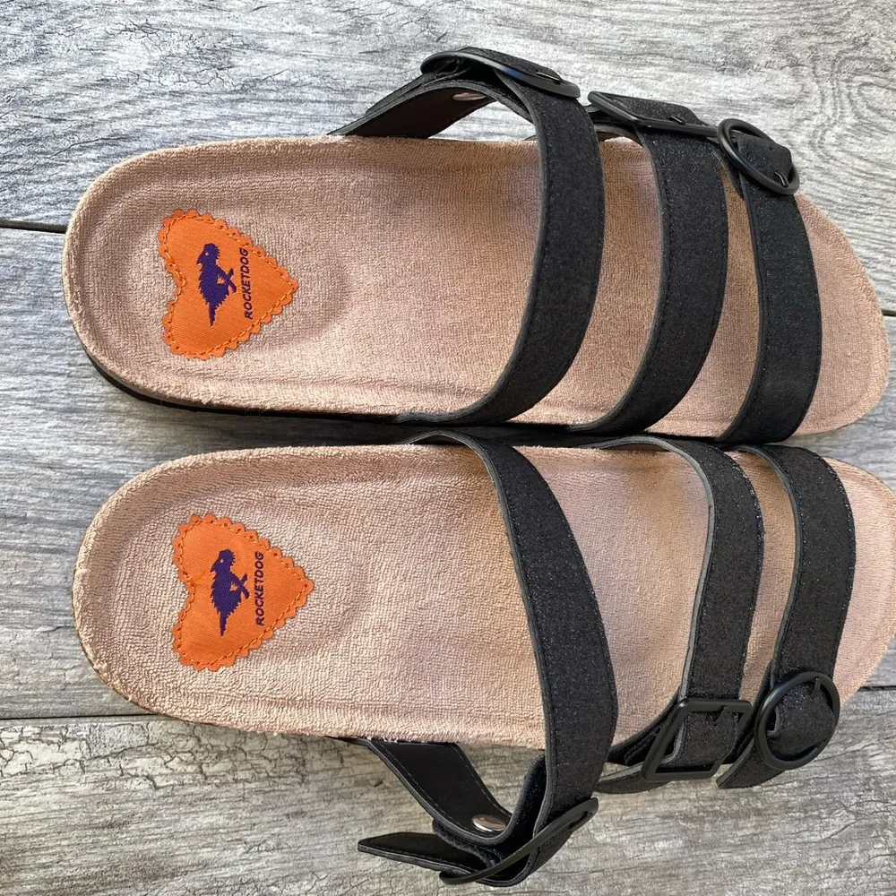 Rocket Dog Women's Black Glitter  Slide Sandal Size 11 - Image 3
