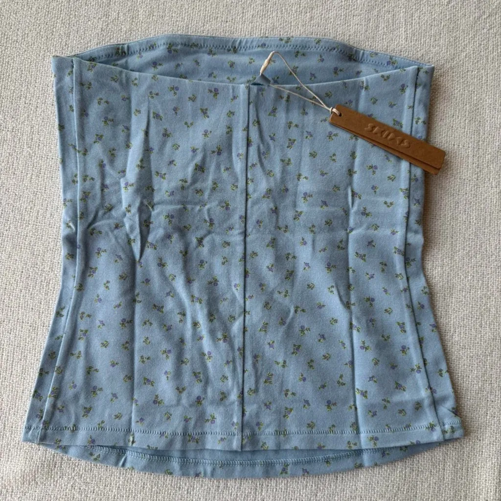 Skims Cotton Jersey Tube Top in Powder Blue Micro, size XS - Image 5