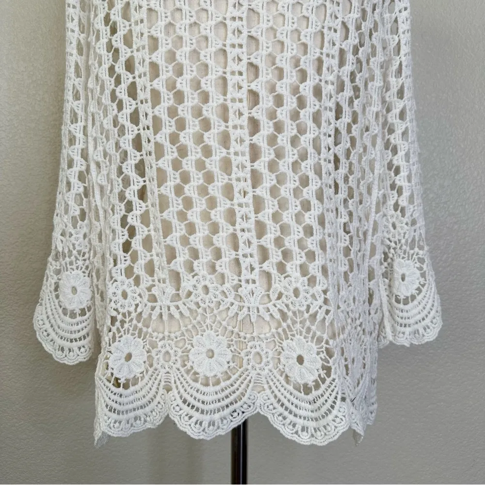 Do Everything In Love White Crochet Knit Open Front Cover up Cardigan, One Size - Image 9