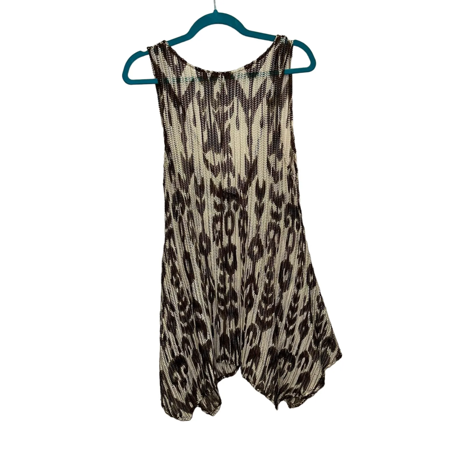 Paradise Animal Print Swim Cover Up Sleeveless Mini Dress Small Brown Ruched - Image 4