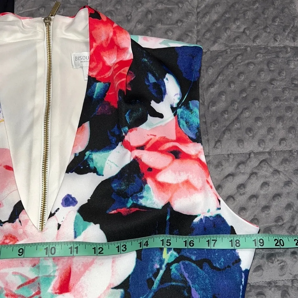 BISOU BISOU womens plus size 14 deep v-neck dress floral print zip back new NWT - Image 4