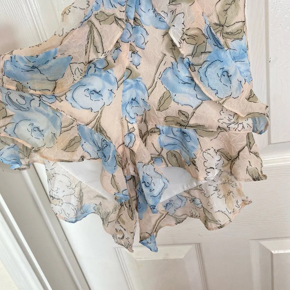 FOR LOVE AND LEMONS Cadence Romper Cream Blue Floral Feminine Dainty Size XS - Image 9