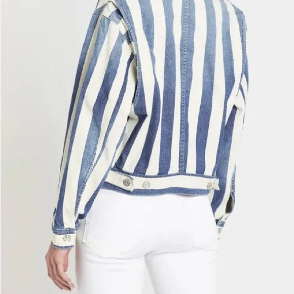 Current/Elliott Striped Denim Jacket - Image 4