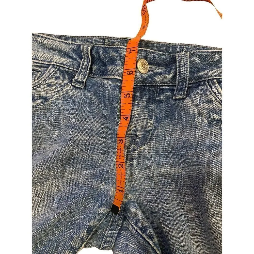 Delias Morgan Low Rise Distressed Jeans Straight Leg Medium Wash Denim Blue Size 4 - Image 7