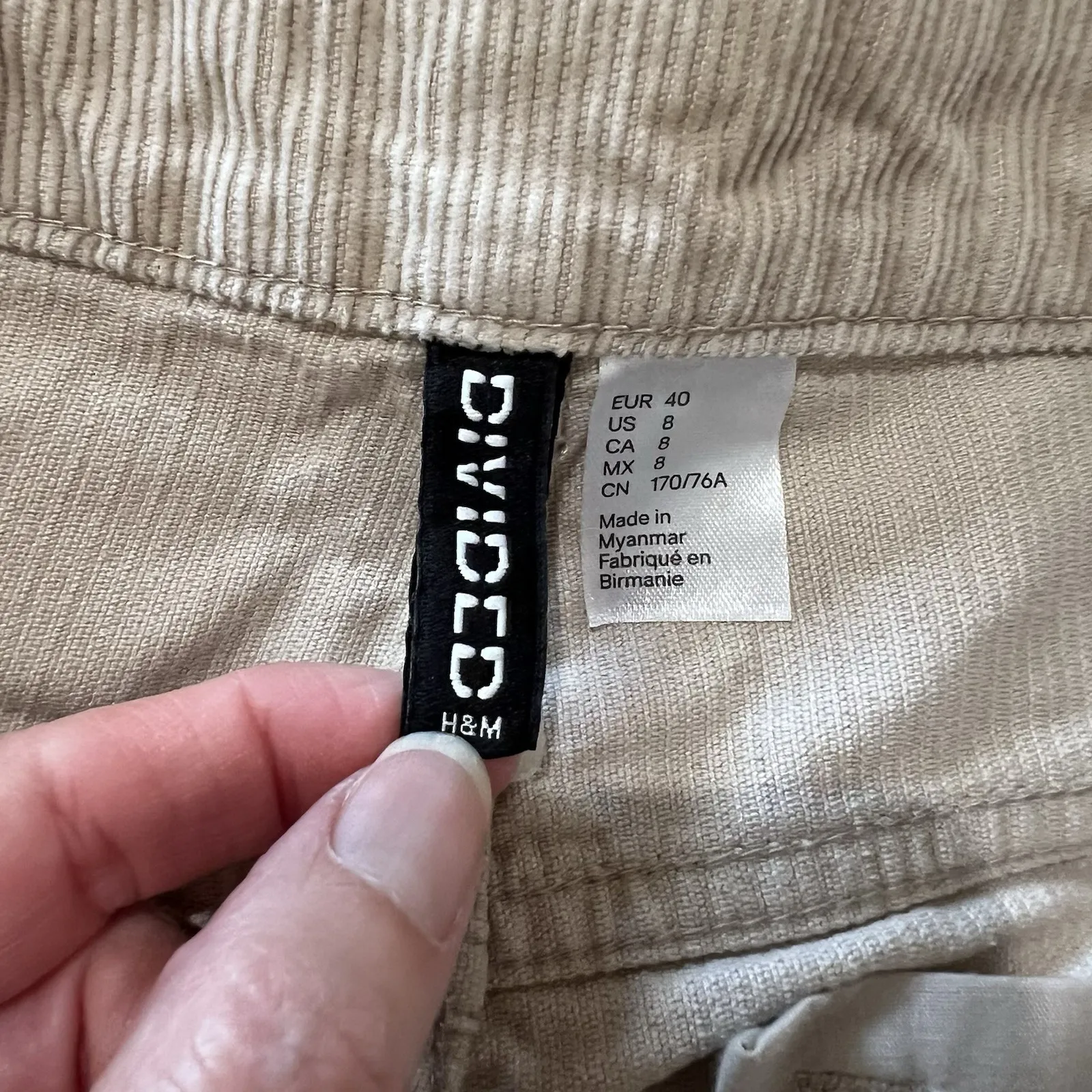 H&M Divided Tan Corduroy Pants Wide Leg Boho‎ Grunge Preppy - Image 5