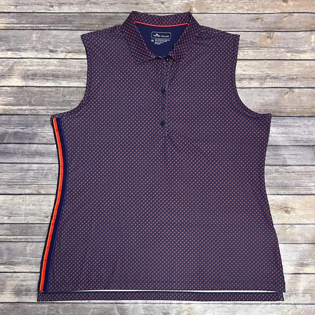 Peter Millar Navy Blue Red Orange Sleeveless Collared Polo Shorts Skort Set XL - Image 8