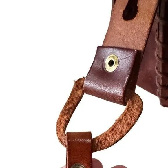 True Vintage 60's Hand Tooled Stitched Leather Crossbody Western Boho Saddle Bag - Image 5