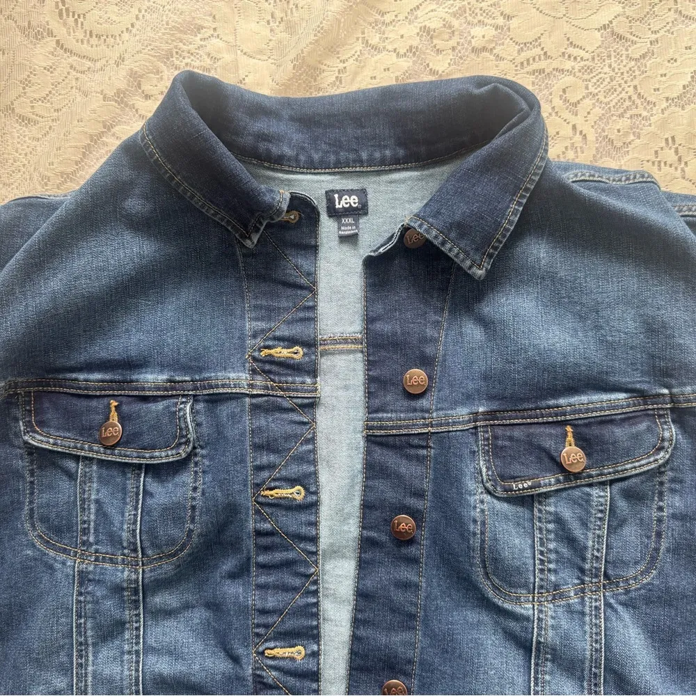 90s Style Lee Blue Jean Lee Button Up Vest XXXL Oversized Cutoff Sleeves - Image 3