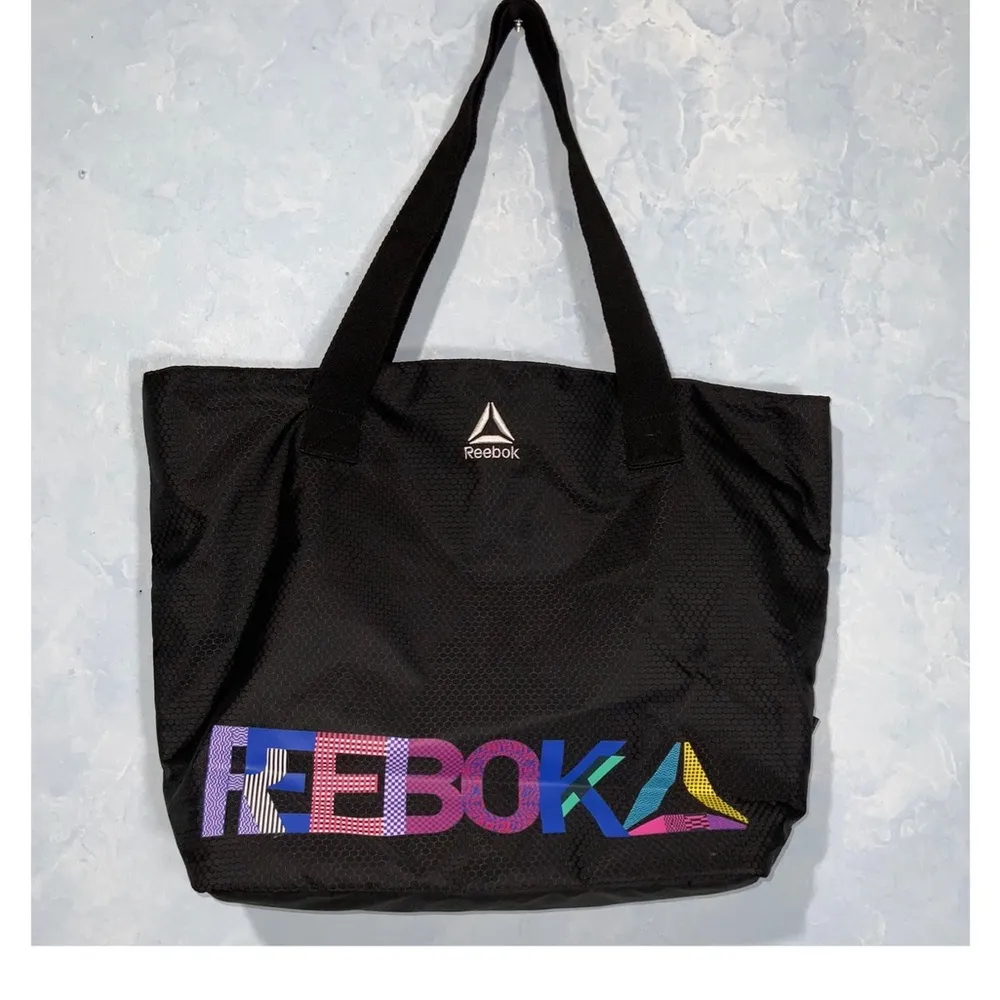 Black Shoulder Gym Bag~Drawstring~Colorful Graphic Logo~Large~20X14X6 - Image 2