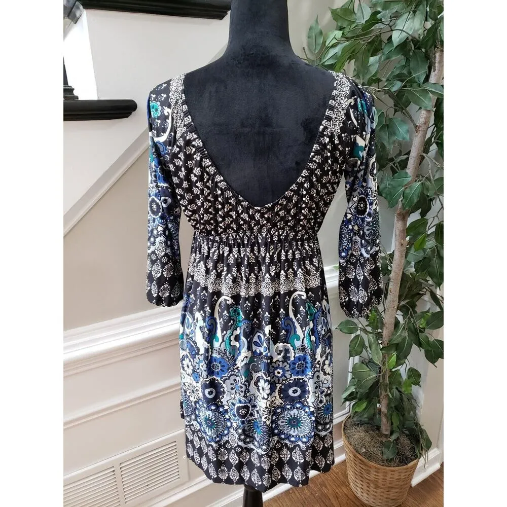 Bailey Blue Women's Multicolor Polyester V-Neck 3/4 Sleeve Knee Length Dress S - Image 8