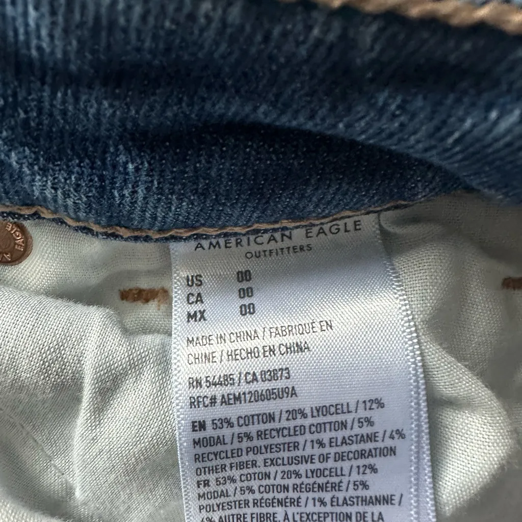 American Eagle Outfitters Ripped Blue Jean Shorts - Image 3