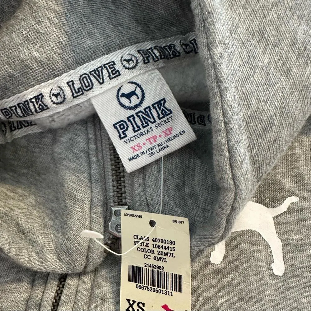 PINK Victoria’s Secret Gray Half Zip Logo Pullover Sweater - Image 3