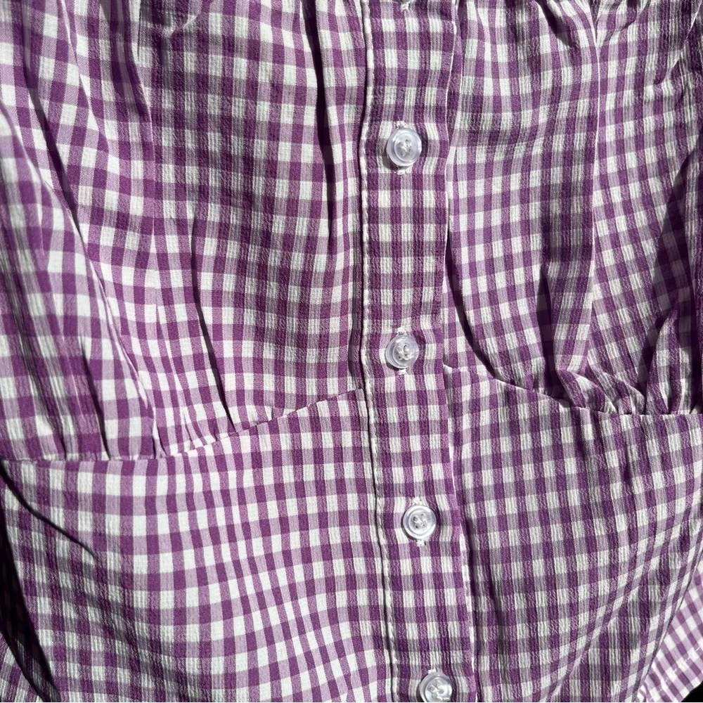 NWOT Boutique Purple Gingham Crop Top Size M - Image 7