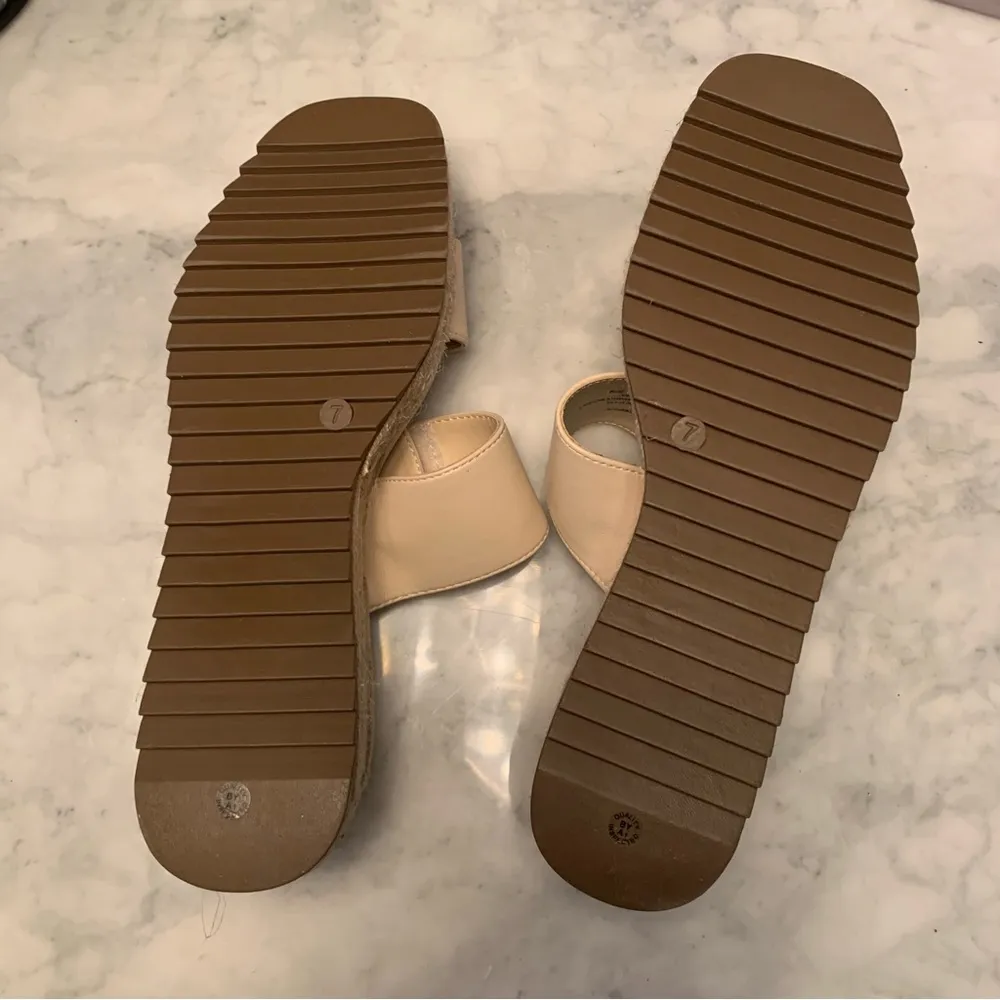 Liz Claiborne Embrook Espadrille Slide Sandals Cream Woven Size 7 Memory Foam - Image 8