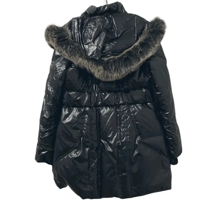 Vero Moda Classic size Medium black down jacket with faux fur hood EUC - Image 7