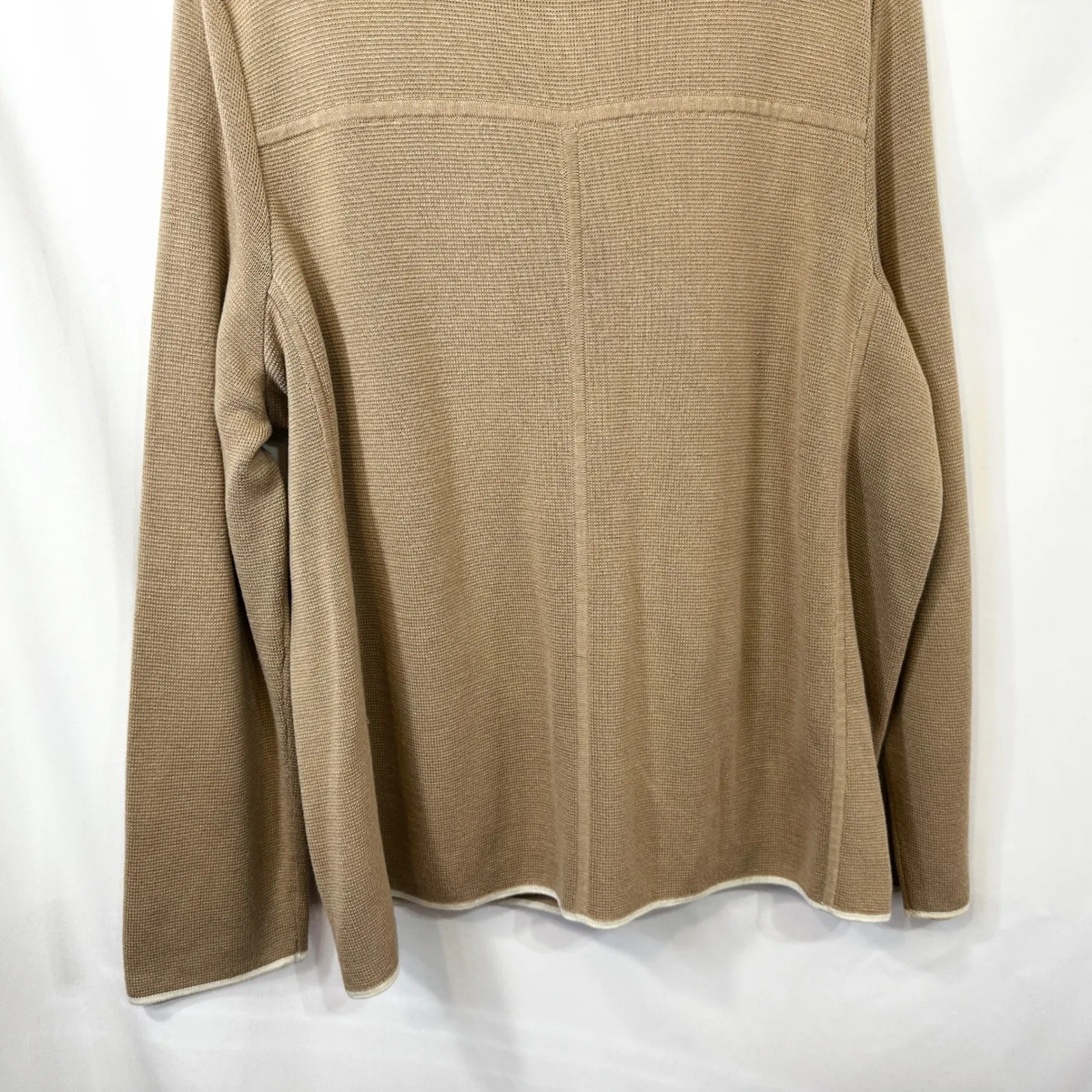 Talbots Plus Size 3XP Cardigan Sweater Knit Beige White Trim Button Granola 1712 - Image 6