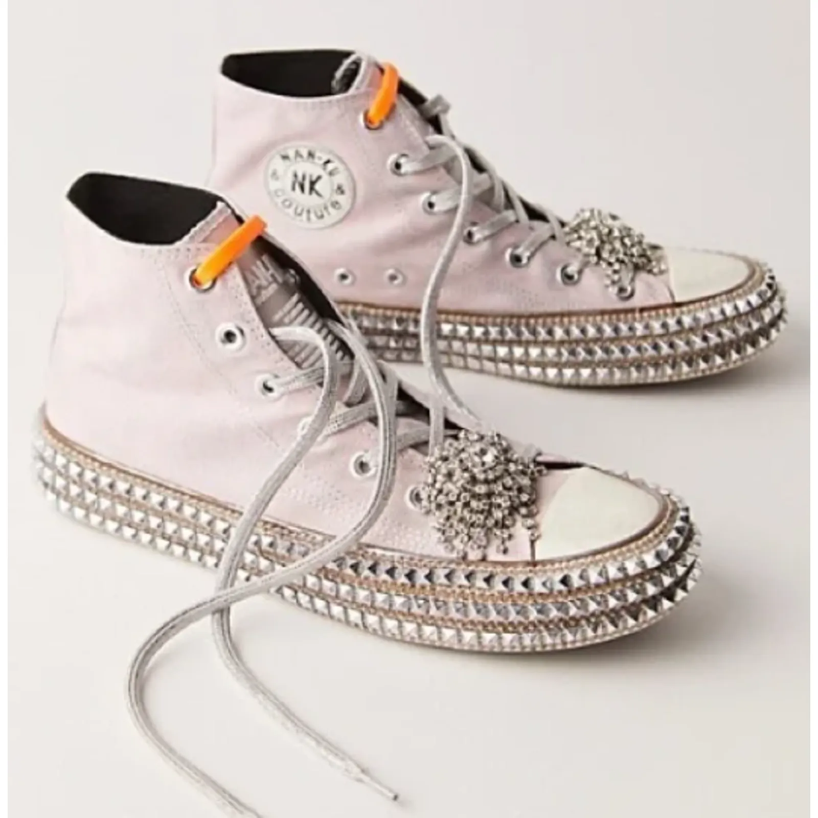 Free People Nan-Ku Couture Cruise Studded High Top Sneaker 37/ 6.5 Mellow Mauve - Image 4