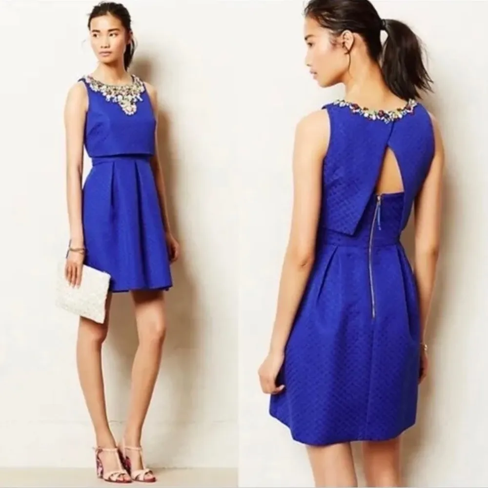 Moulinette Soeurs Anthropologie Jewel Royal Blue Crop Tank Top Size 4P - Image 2