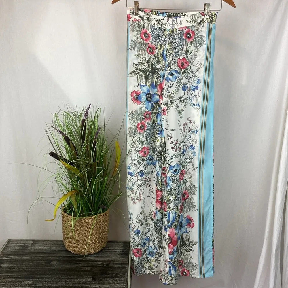Vince Camuto Floral Print Side Slit Wide Leg Palazzo Pants S - Image 2