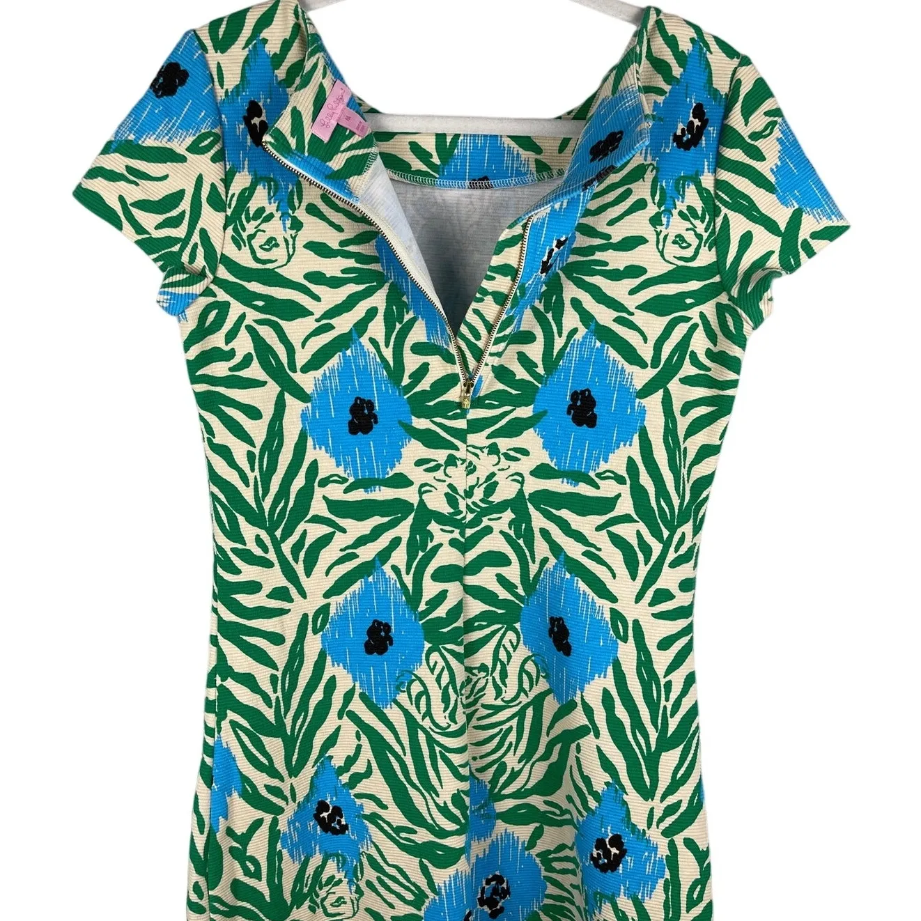 Lilly Pulitzer Layton Sea Oat Ikatty Ikat Engineer Print Shift Dress Size Medium - Image 12