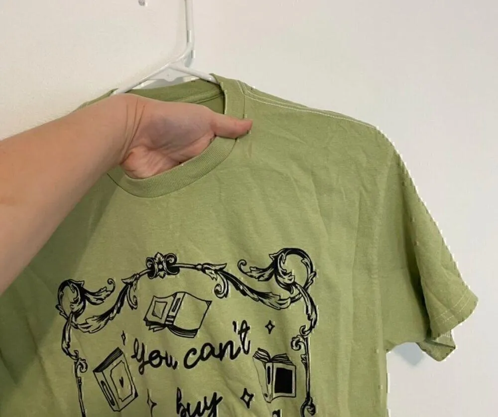 NEW NWT HOT TOPIC Buy Books Boyfriend Fit T-Shirt Green Short Sleeve Tee JUNIORS - Image 7