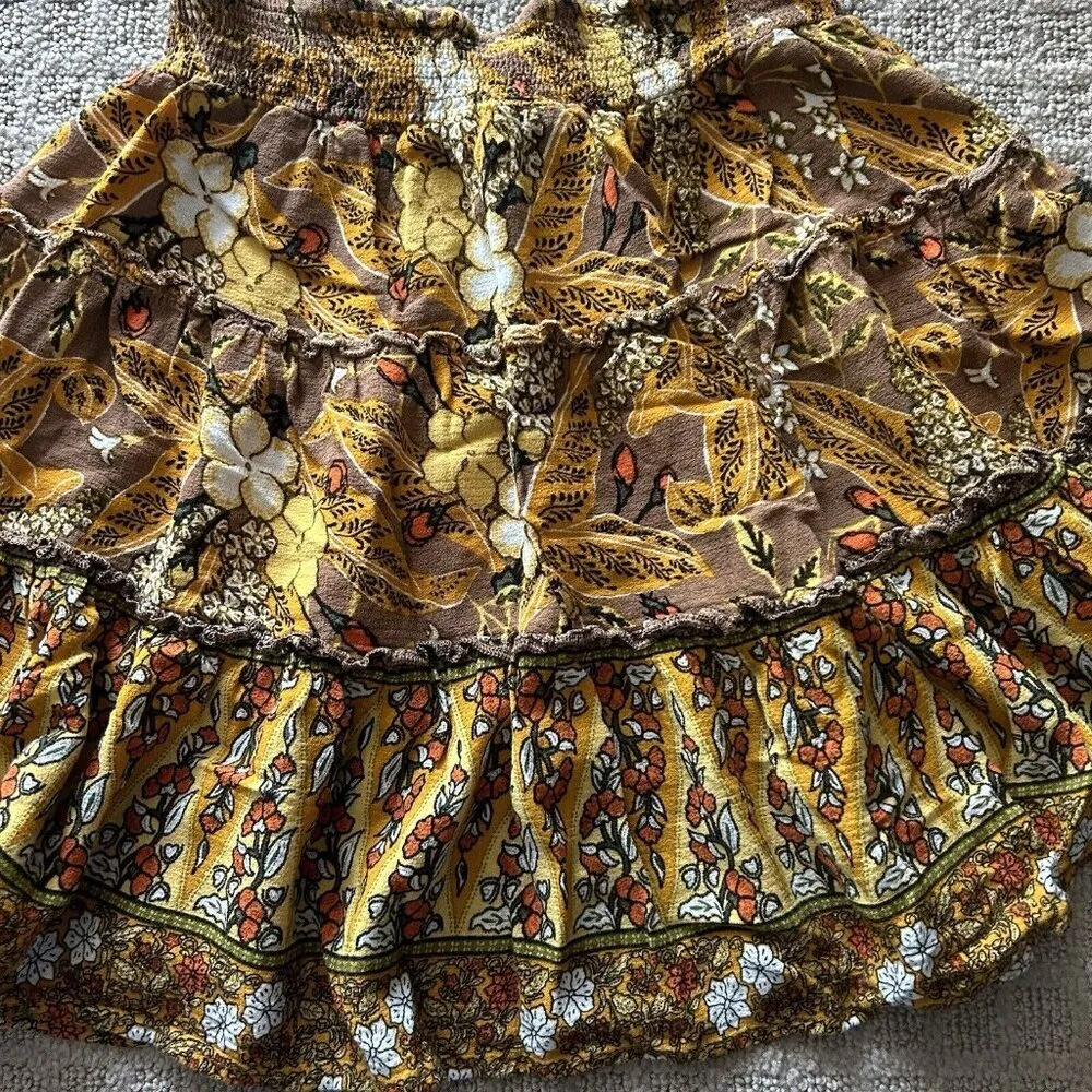 Rachel Zoe Ruffle Tiered Mini Skirt Womens Small S Floral Boho Fairy Peasant - Image 2