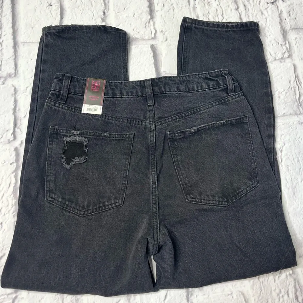 Women’s black distressed denim super high rise relaxed fit jeans new size 11 - Image 4