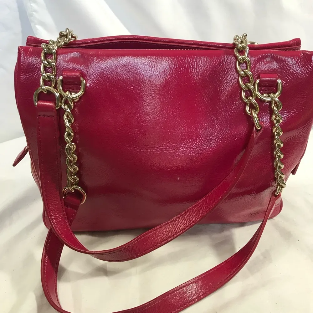 Kate Spade Dark Pink Leather Shoulder Bag with Chain Strap - Image 2
