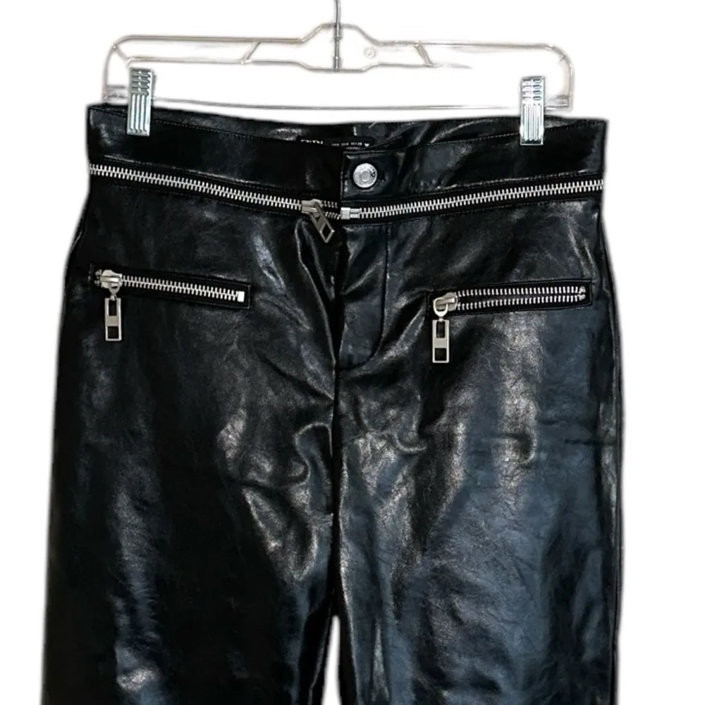NWOT Zara Bloggers Fave Black Leather Pants with Zipper Details - Image 7