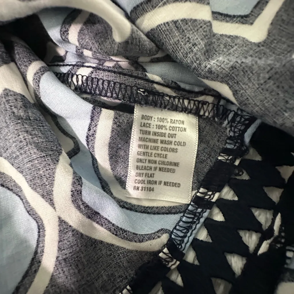 Crown & Ivy Blue and Black Geometric Blouse - Image 6