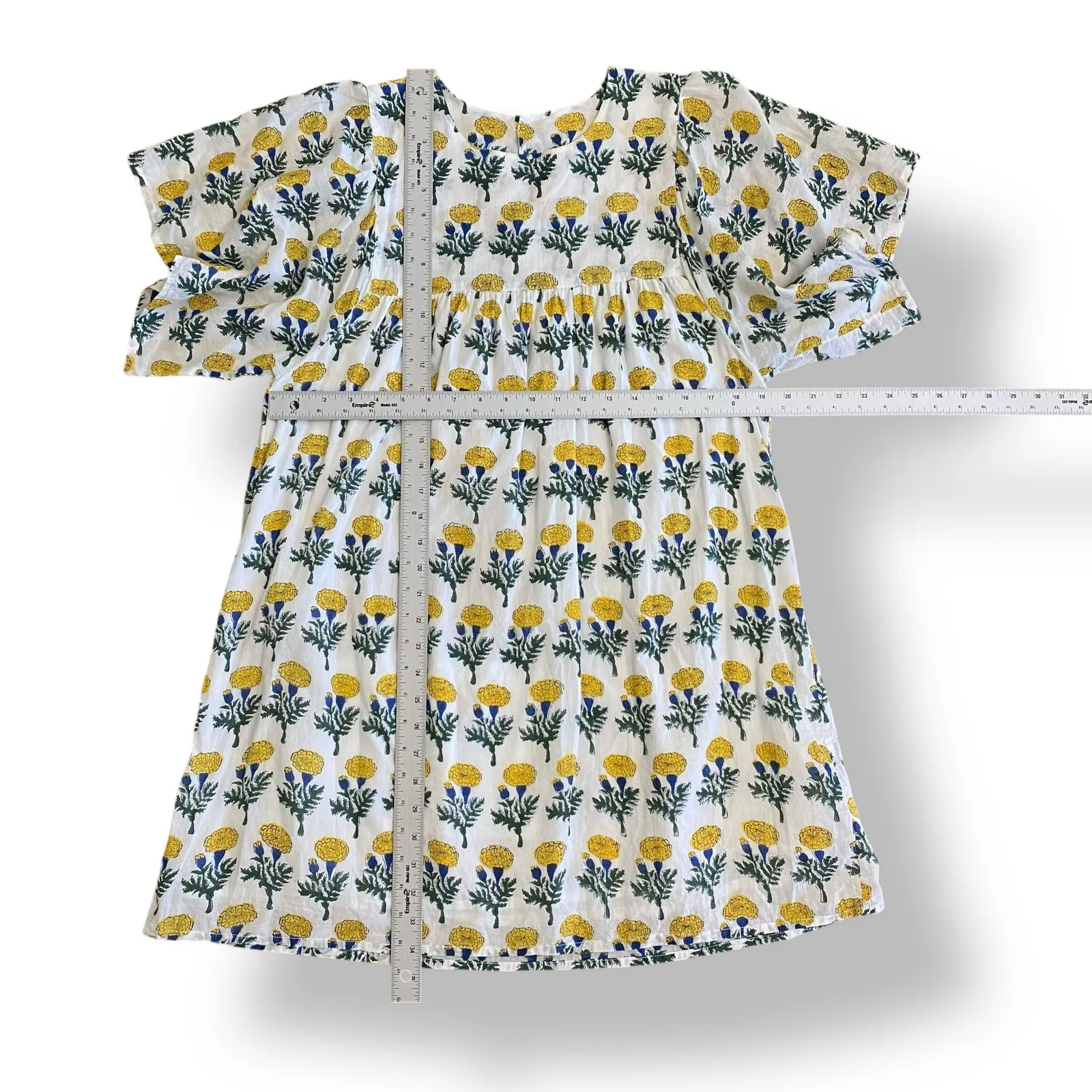Emerson Fry Basalie Dress in Big‎ Marigolds Size Small, Boho, Organic Cotton White - Image 4