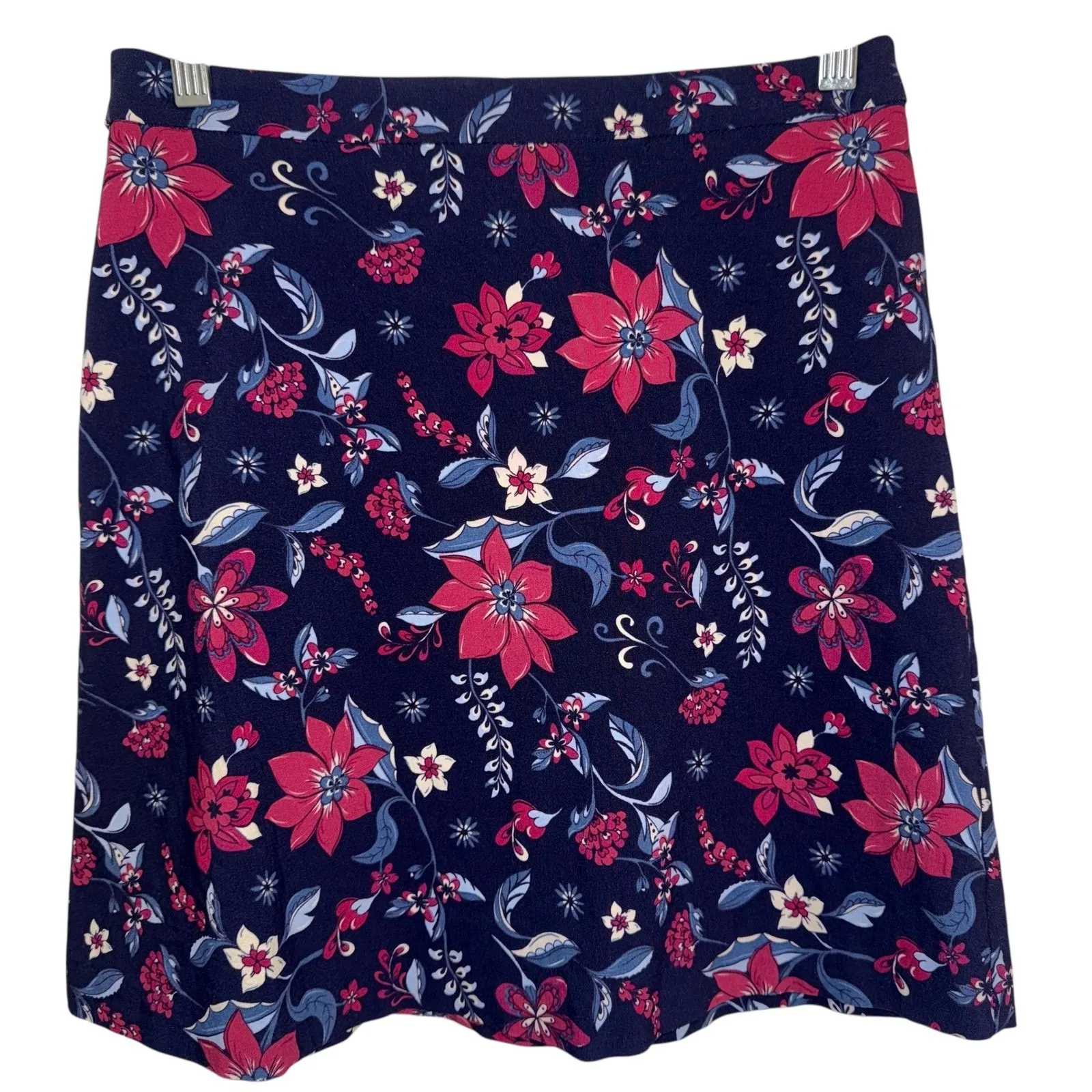 MARGARET‎ M PETITES Navy Floral Pencil Skirt EUC Size XS Petite Blue - Image 2