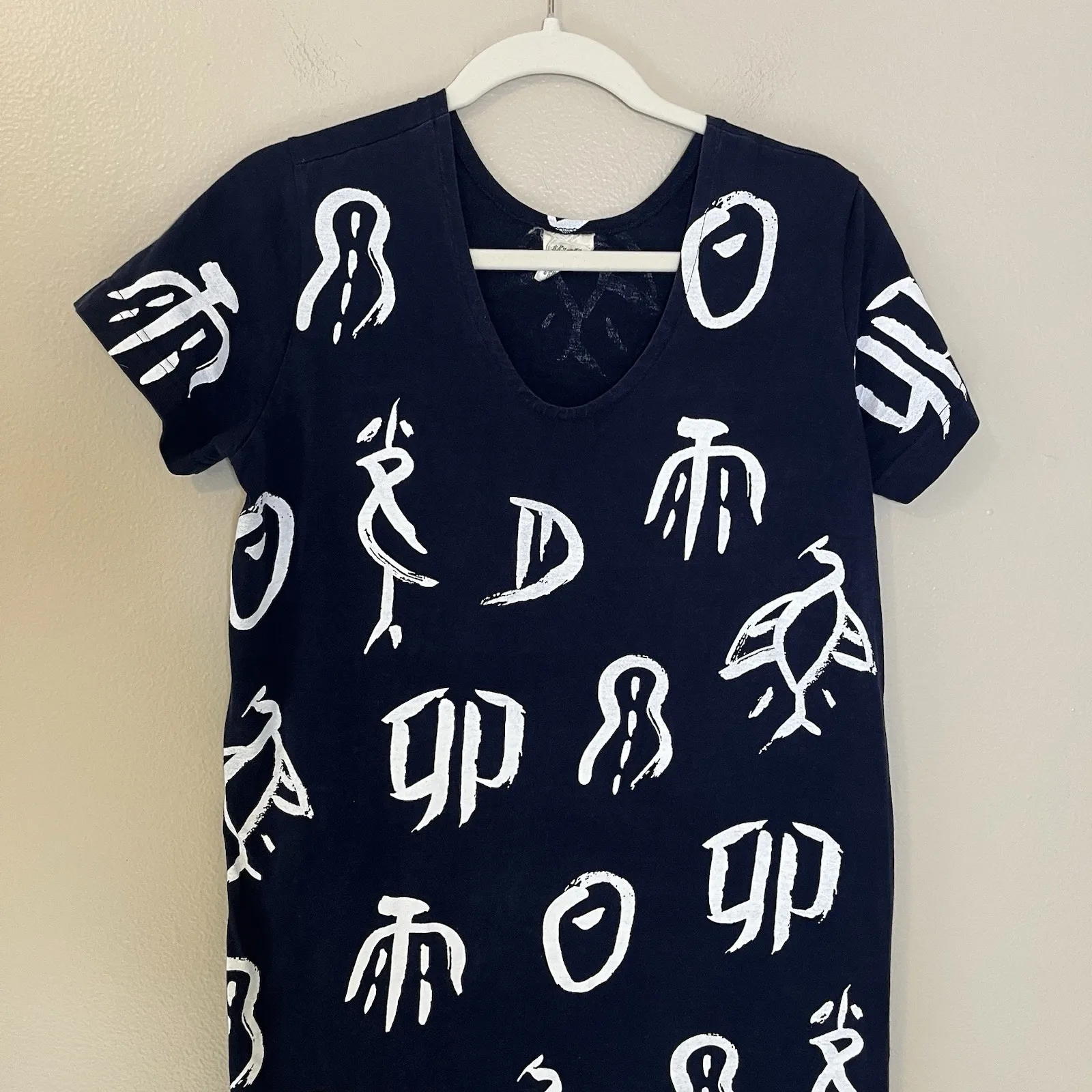 Cotton Fields M. Mac Art To Wear Lagenlook Maxi Dress Abstract Teacher Vintage Blue Size M - Image 3