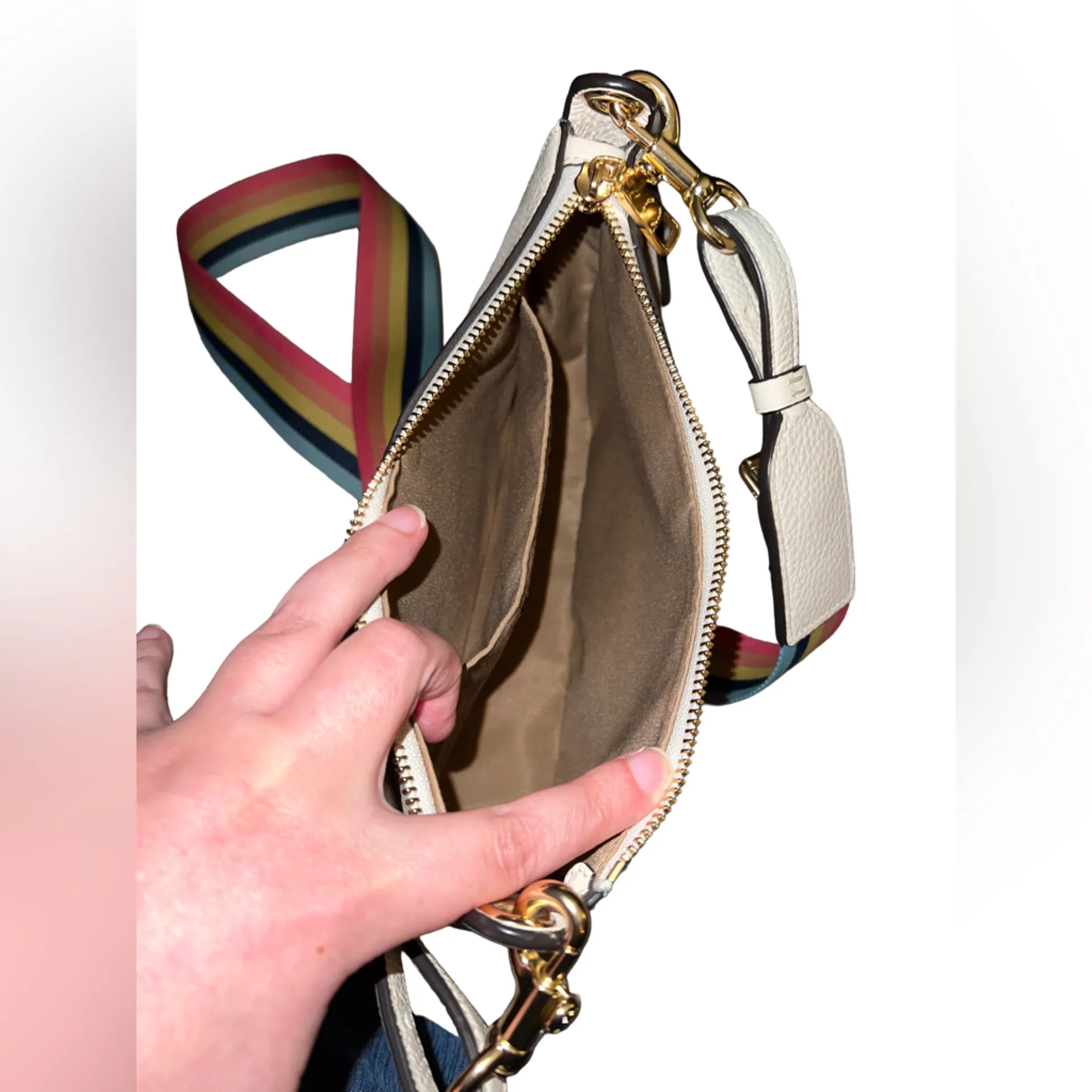 COACH JES BAGUETTE CROSSBODY PURSE W/RAINBOW STRAP & GOLD HARDWARE #C7265 - Image 10