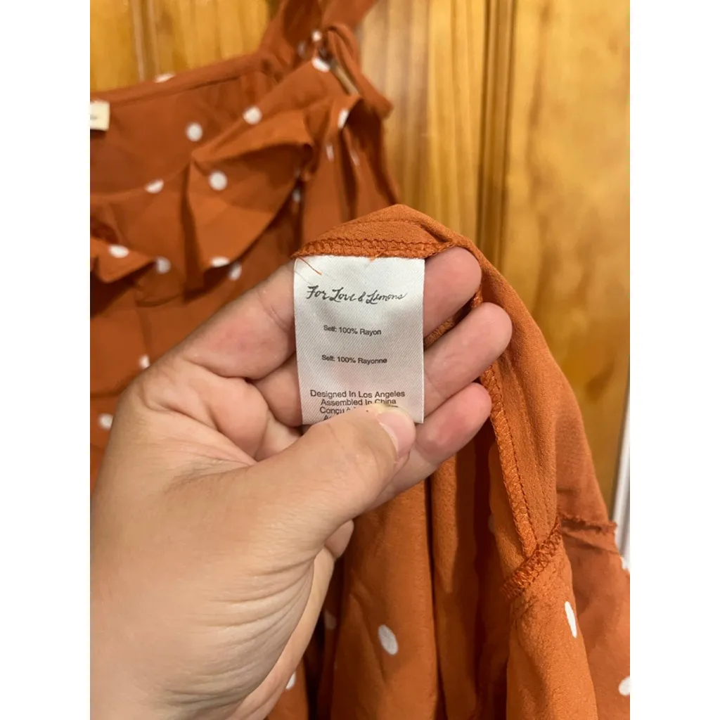 For Love & Lemons Natalia Dot Midi Dress Copper Dot Size Small - Image 3